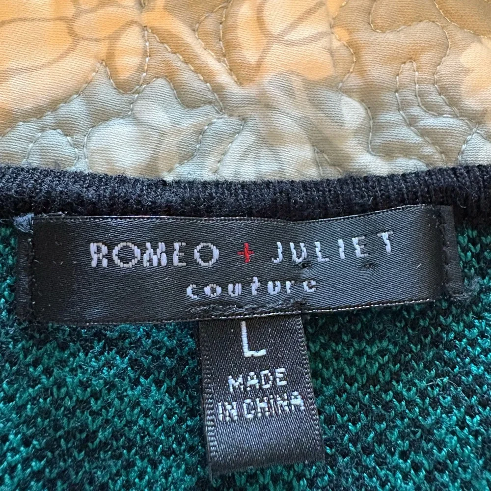 Romeo & Juliet Couture Black and Green Brocade Knit Dress - Picture 2 of 8